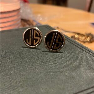 Vintage Black and Gold “JS” Monogram Cufflinks